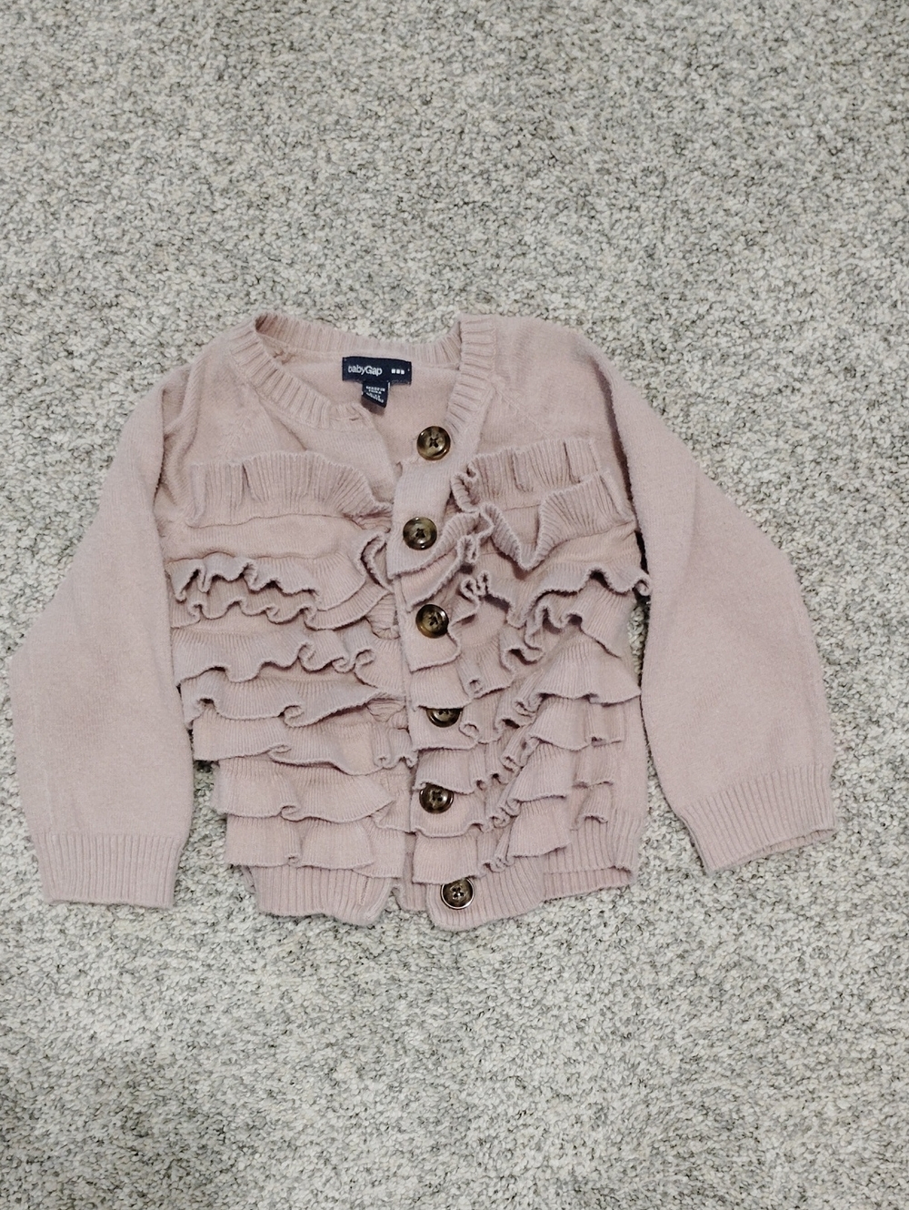 GAP Dusty Pink Ruffle Knit Cardigan